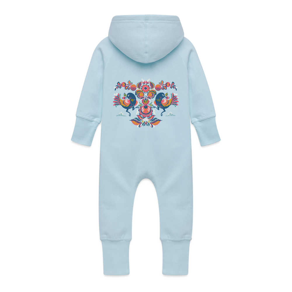 Baby bio sweat kruippakje met capuchon - celeste