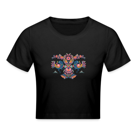 Cropped T-Shirt - zwart