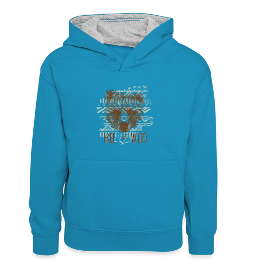 Teenager contrast-hoodie/kinderen contrast-hoodie - pauwblauw/grijs gemêleerd