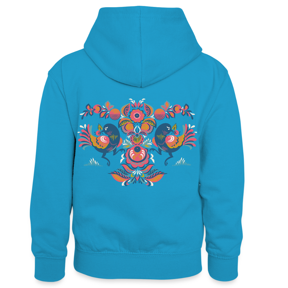 Teenager contrast-hoodie/kinderen contrast-hoodie - pauwblauw/grijs gemêleerd