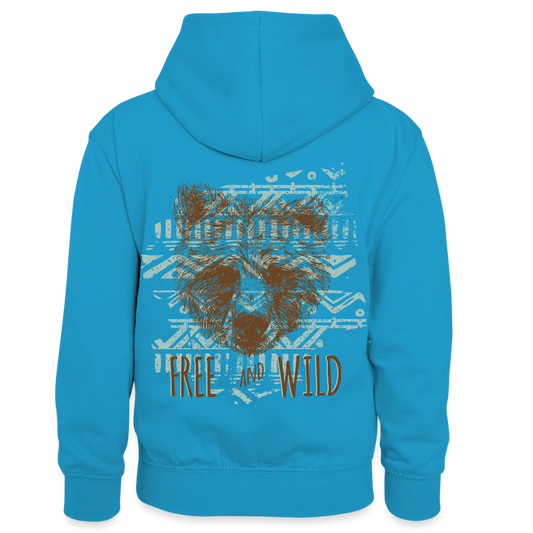 Teenager contrast-hoodie/kinderen contrast-hoodie - pauwblauw/grijs gemêleerd