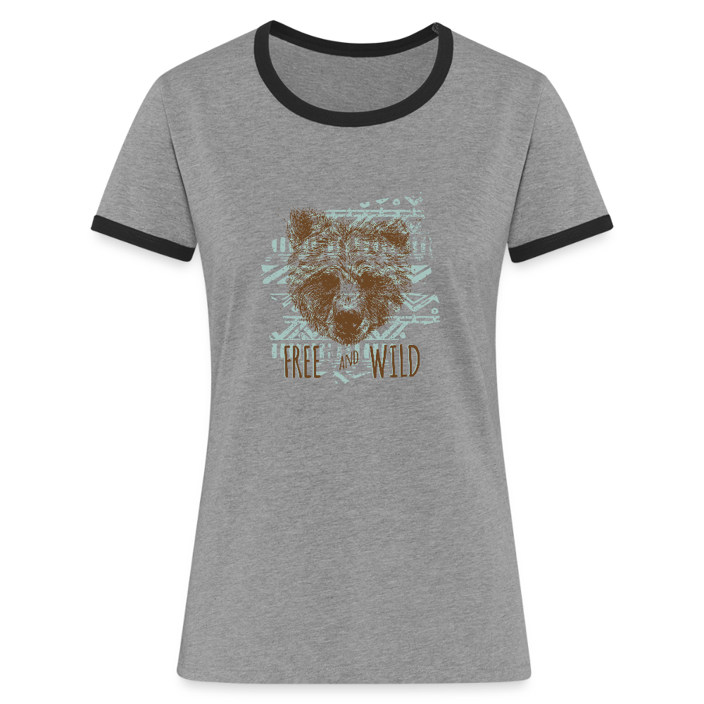 Vrouwen contrastshirt - grijs gemêleerd/zwart