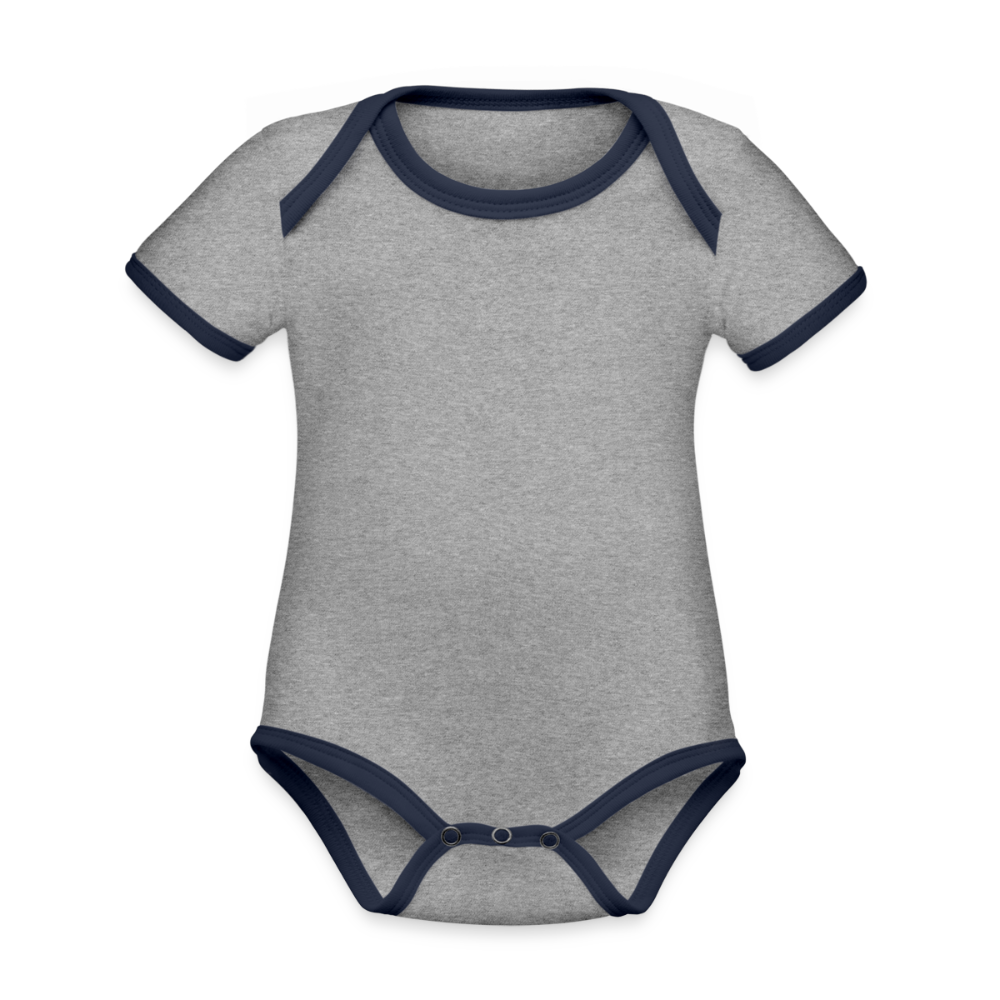 Baby contrasterend bio-rompertje met korte mouwen - grijs gemêleerd/navy