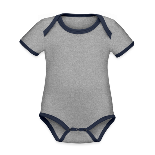Baby contrasterend bio-rompertje met korte mouwen - grijs gemêleerd/navy