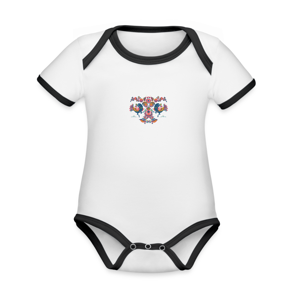 Baby contrasterend bio-rompertje met korte mouwen - wit/zwart