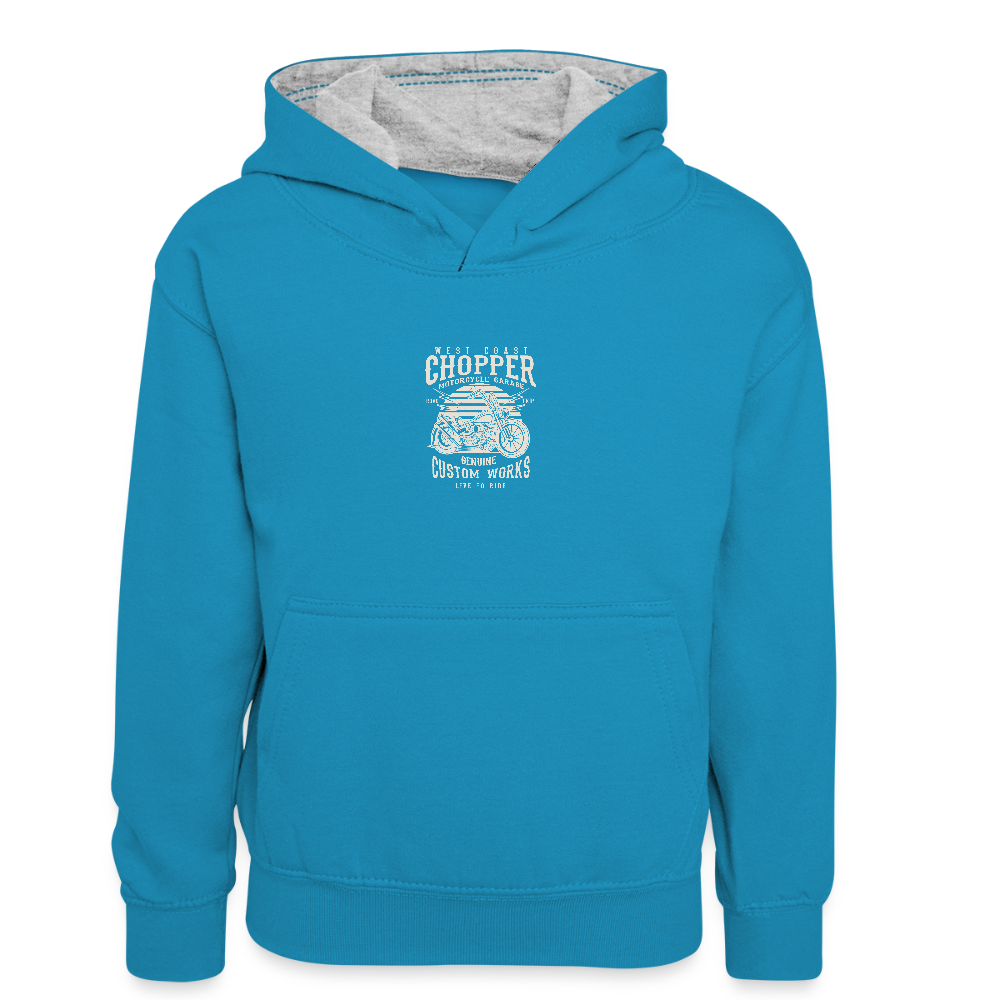 Teenager contrast-hoodie/kinderen contrast-hoodie - pauwblauw/grijs gemêleerd