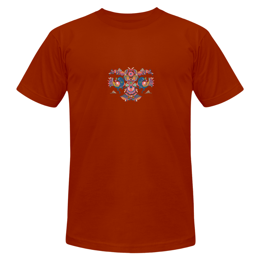 Unisex tri-blend T-shirt van Bella + Canvas - baksteenkleuren