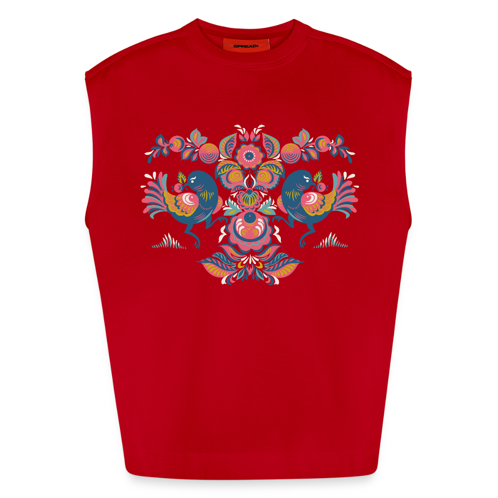 Heavyweight oversized organic tanktop made in EU mannen - rood