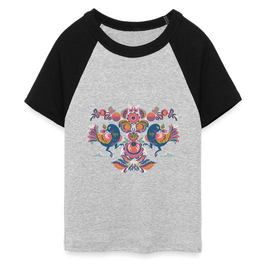 Vrouwen cropped Baby Tee - grijs gemêleerd/zwart