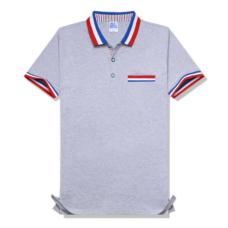 Europese Stijlvolle Casual Gestreepte Revers Poloshirt met Korte Mouwen en Knoopsluiting voor Kinderen