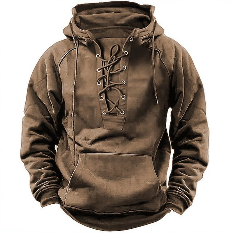 Men's Outdoor Retro Lace-up Hoodie
