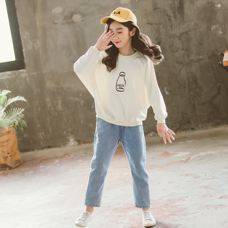 Western Stijl 2-delig Set Sweatshirt met Print  & Jeans