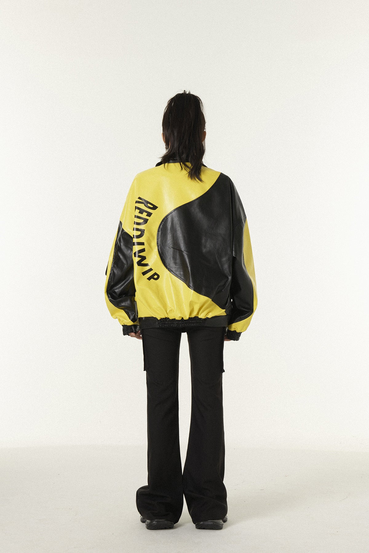 Amerikaanse Street Style Jacket van PU-Leer met Patchwork en Lettersprint Dames & Plus-size