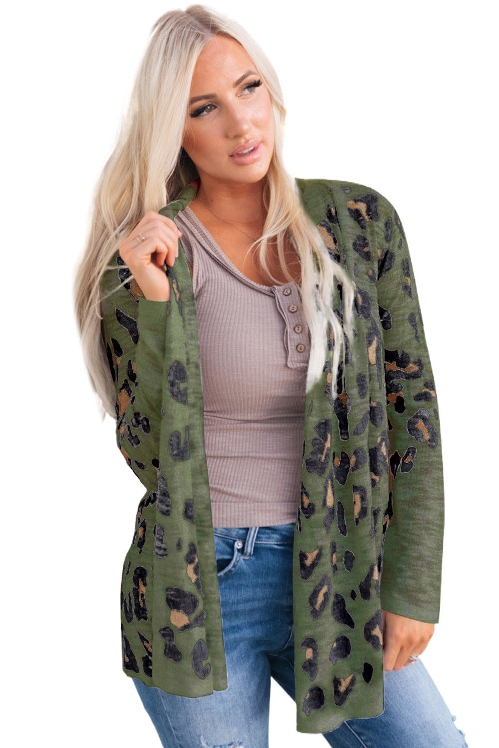 Shiying Europese en Amerikaanse Losse Trui-cardigan met Luipaardprint voor Dames/ Plus-size & Meiden
