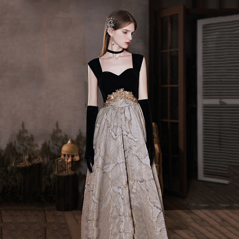 Hepburn Style Elegante Avond/Feestjurk met Patroon en Gleufkraag voor Dames & Plus-size