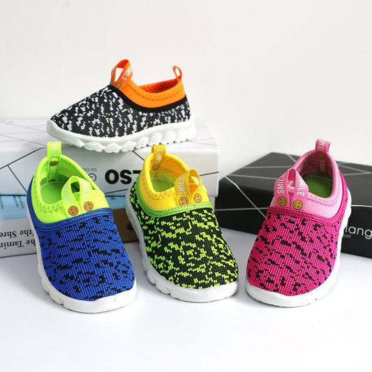 Trendy Casual Ademend Instapsneakers van Mesh met Gespikkeld Bedrukking en Klittenband voor Kinderen