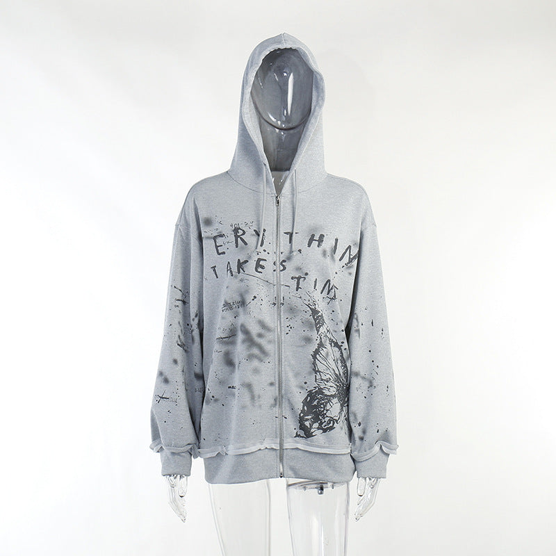Gebreide vlinderprint  hoodie
