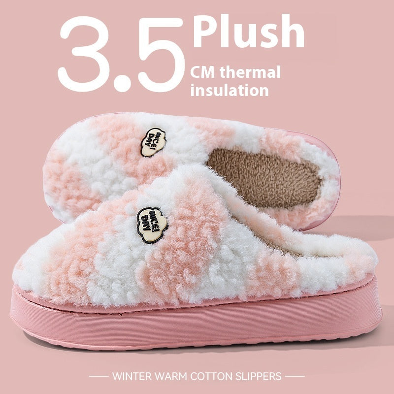 Women's Warm Non-slip Mute Velvet Cotton Slippers voor Unisex