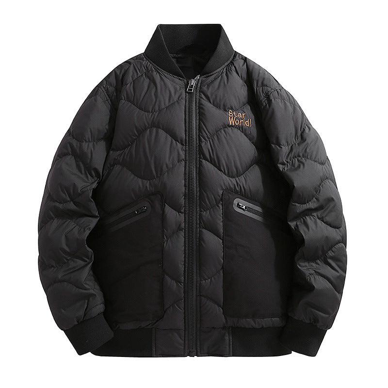 Trendy Designers Ontwerp Spliced Diamond Insulation Winterjas met Ritssluiting voor Heren