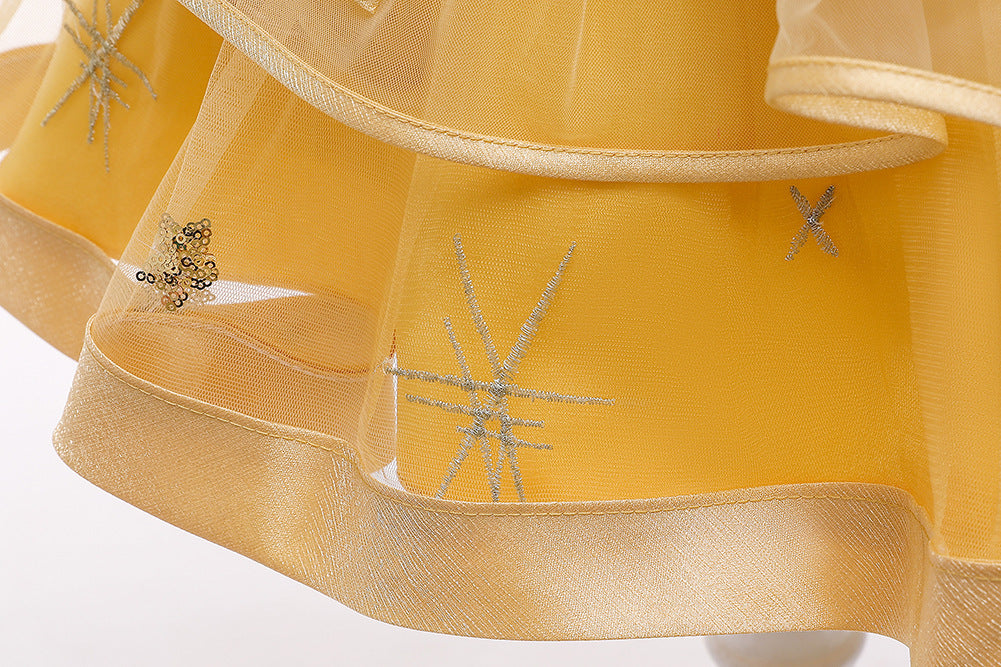 Meisjesavondjurken met  Pailletten Borduurwerk