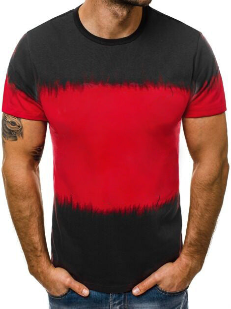 Amerikaanse Trendy Casual Colour-Blocking Tie-Dye T-shirt met Korte Mouwen en Ronde Hals voor Heren