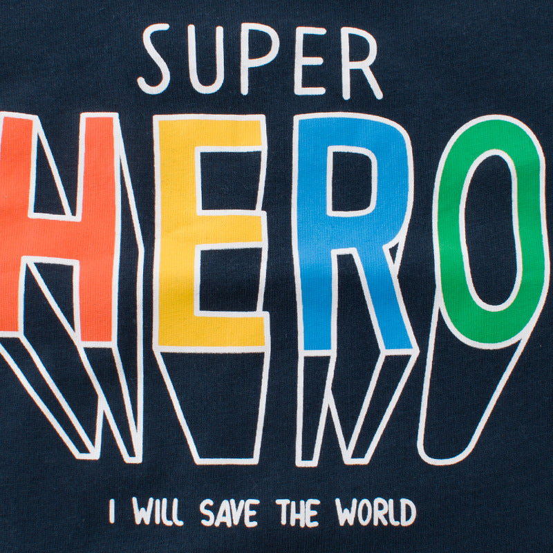 Trendy Casual Effen Kleur Bedrukte Super Hero T-shirt met Ronde Hals en Korte Mouwen voor KInderen