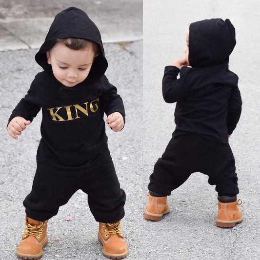Stoere 2-delige Outfit Hoodie met Tekst & Camouflagebroek/ Broek voor Peuters & Kinderen