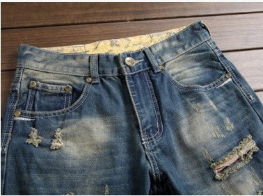American Designer Style Retro Ripped Washed Jeans voor Heren/ Jongens