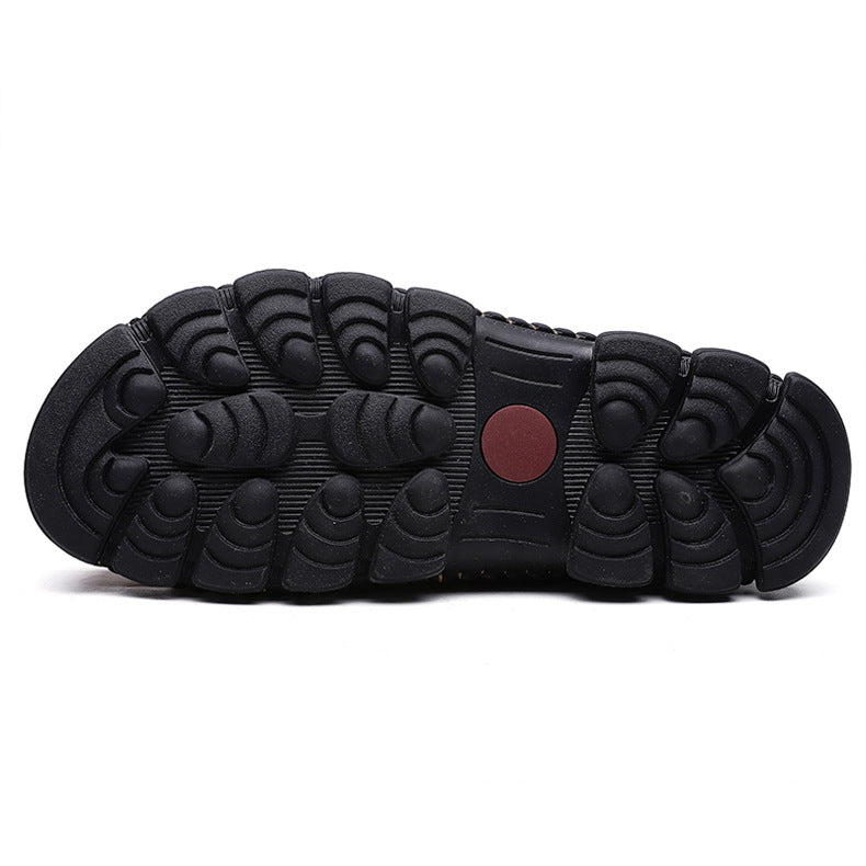 Europese en Amerikaanse Handgemaakte Comfortabele  Enkelboots van Echt Leer met Vetersluiting en Rubber Zool voor Heren