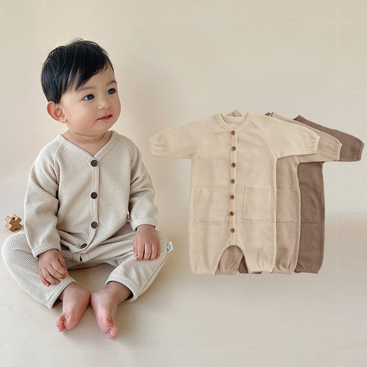 Baby's/ Peuters Wafel-Jumpsuit met Lange Mouwen