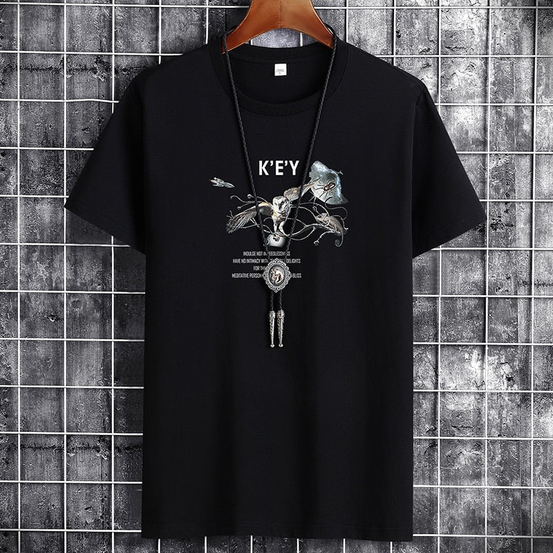 Modieuze Hiphopstijl Sportieve Effen Kleur Sportieve Ronde Hals T-shirt met Cartoonprint en Korte Mouwen voor Heren & Jongens