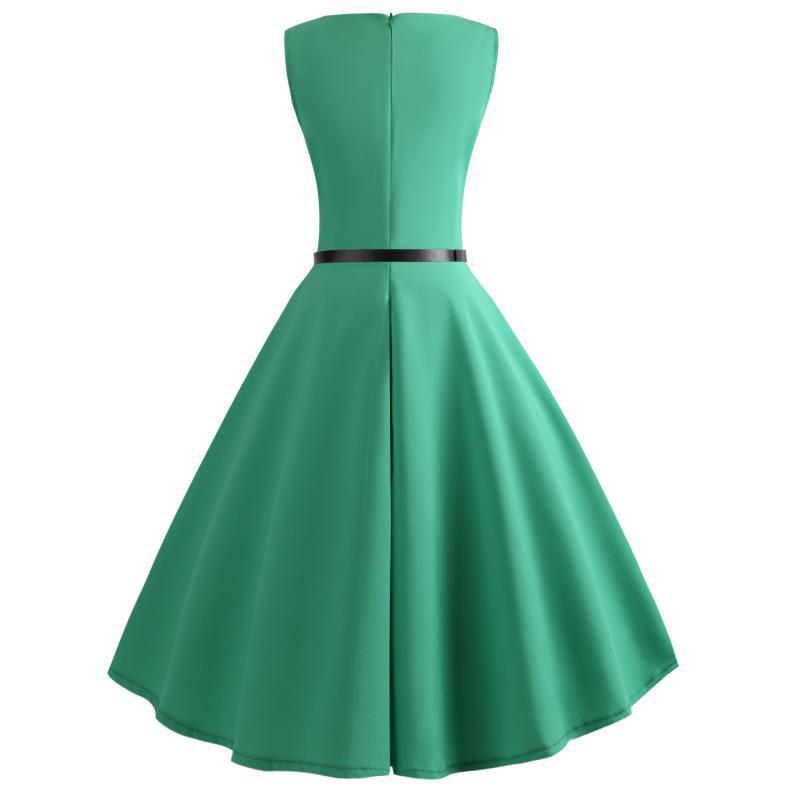 Retro Hepburn S50 Taille Swing Rok Jurk Stuur Riem