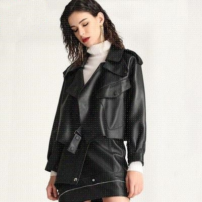 Retro Oversized Cropped Jacket van PU-Leer voor Dames