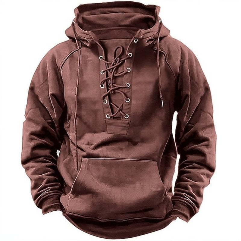 Men's Outdoor Retro Lace-up Hoodie