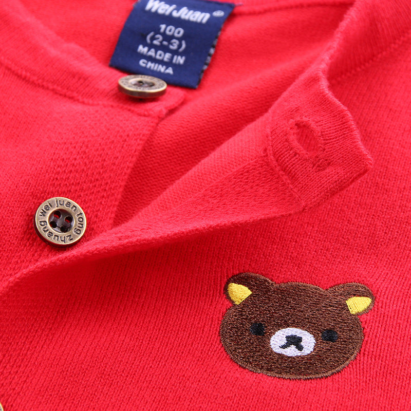 Klassieke Explosion Gebreide Vest met Geborduurde Beer voor Peuters / Kinderen