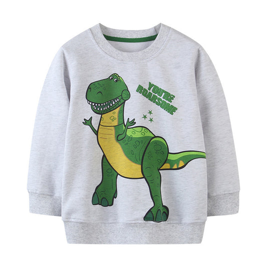 Europese en Amerikaanse Stijl Sweatshirt met Lange Mouwen met Bedrukte dinosaurus voor Kinderen