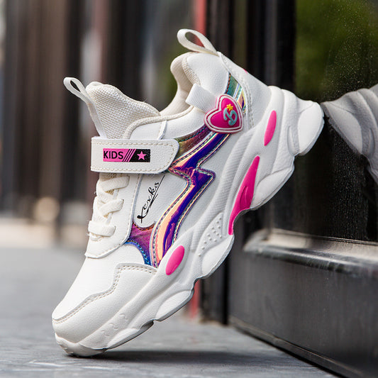 Casual Lichtgewicht Ademend Antislip Sport Sneakers van PU-Leer met Klittenband voor Meisjes