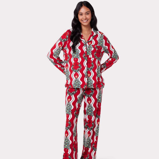 Kerstmis Stijlvolle Casual Bedrukte Kerstmisprint Huis/ Pyjama-outfit voor Dames & Meiden