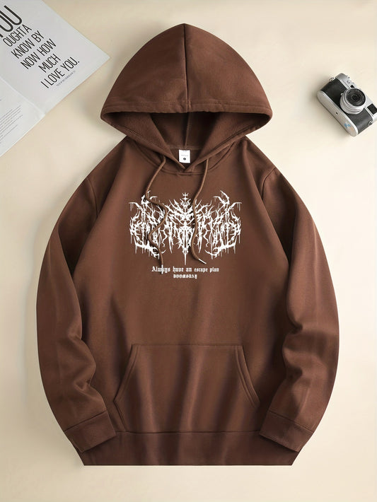 Print hoodie met kangoeroezak