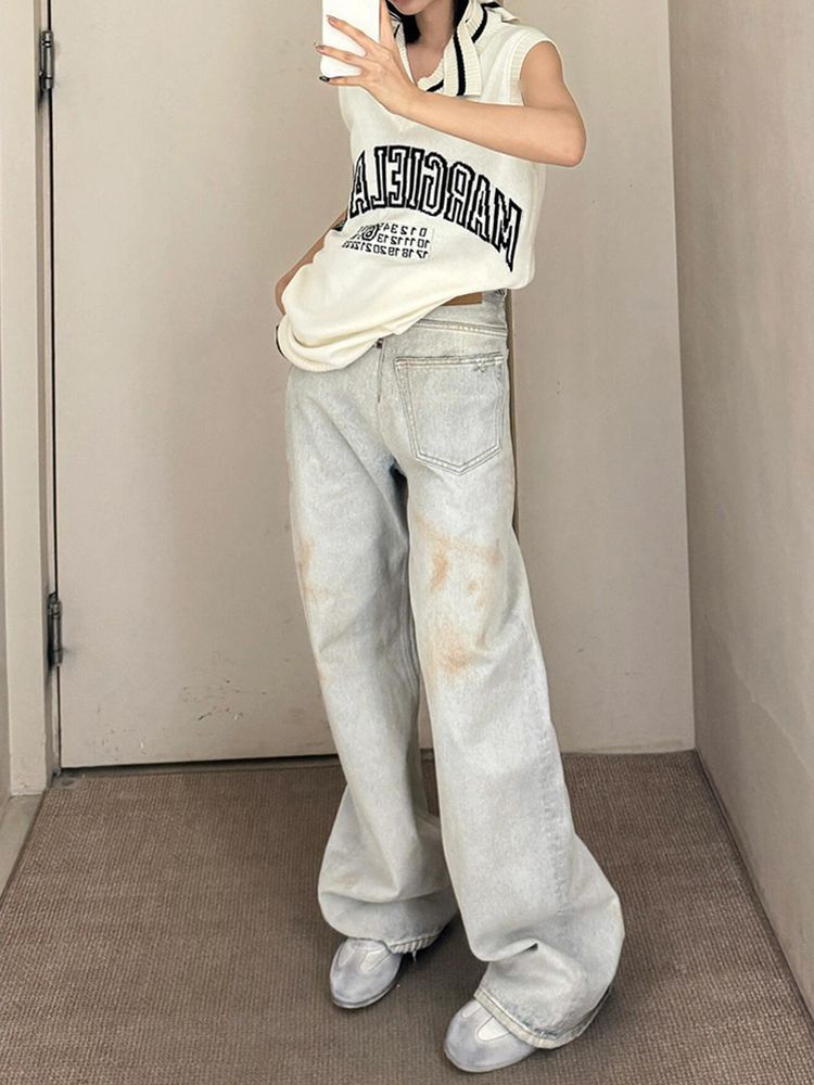 Amerikaanse Retro Stikseljeans voor Dames/ Plus-size/ Meisjes