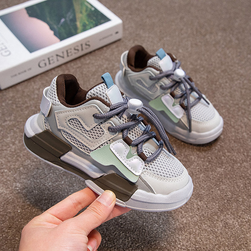 Trendy Casual Lichtgewicht Ademend Antislip Sportsneakers van Mesh met Vetersluiting voor Kids & Teenager