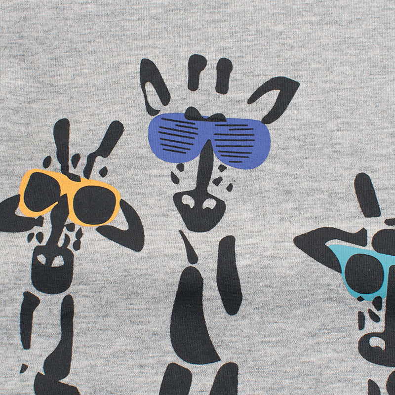 Stijlvolle Casual Effen Kleur Bedrukte Cartoon Print T-shirt met Ronde Hals en Korte Mouwen voor Kinderen