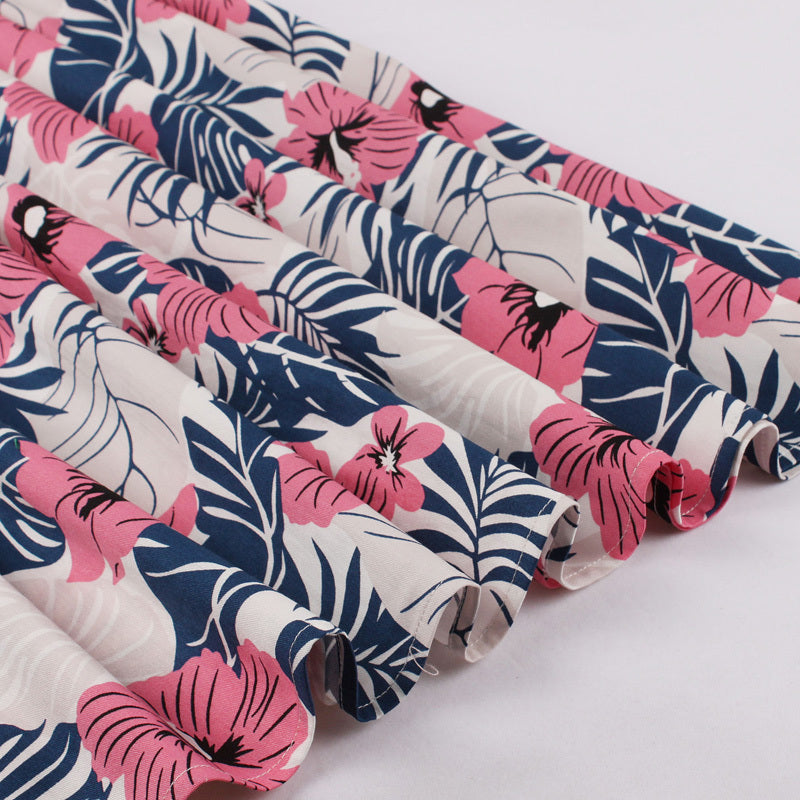 Hepburn Style Casual Vintage Bloemenprint Swingjurk met Ronde Hals voor dames & Plus-size