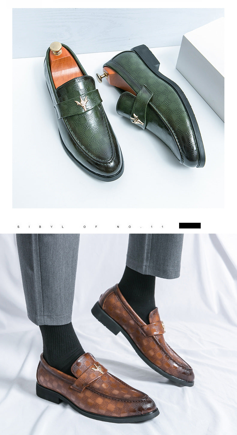 Europese en Amerikaanse Formele Business Effen Kleur Lak Loafers van Echt Leer met Gesp en Rubber Zool voor Heren