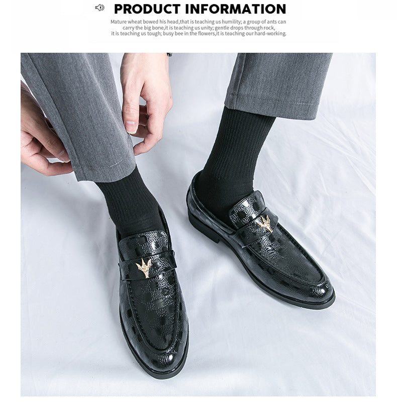 Europese en Amerikaanse Formele Business Effen Kleur Lak Loafers van Echt Leer met Gesp en Rubber Zool voor Heren