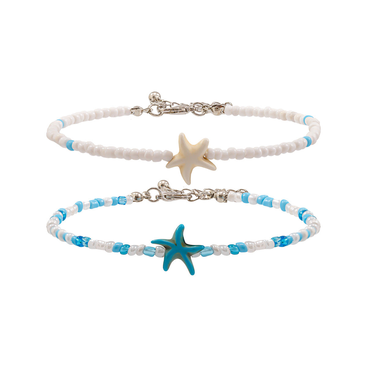 Trendy Ocean Star Resort Meerlaagse Enkelbanden Set met Schelp en Rijstkralen voor Dames