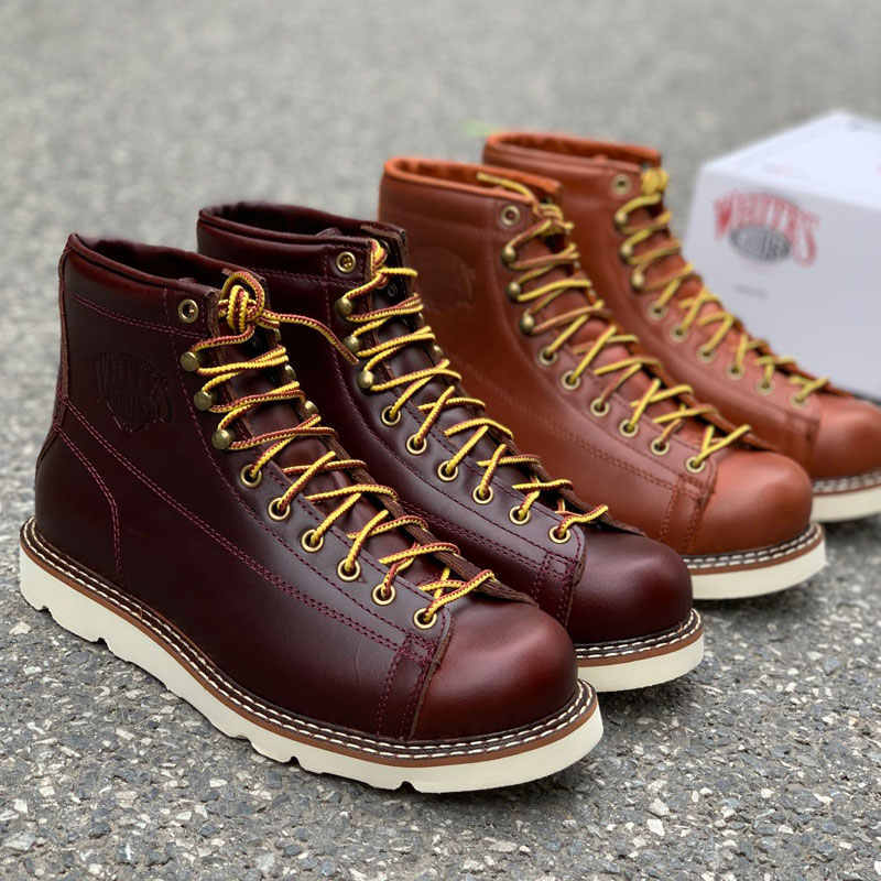 Amerikaanse Stijlvolle Retro Casual Effen Kleur Korte Workboots van Echt Leer met Doorlopende Vetersluiting voor Heren