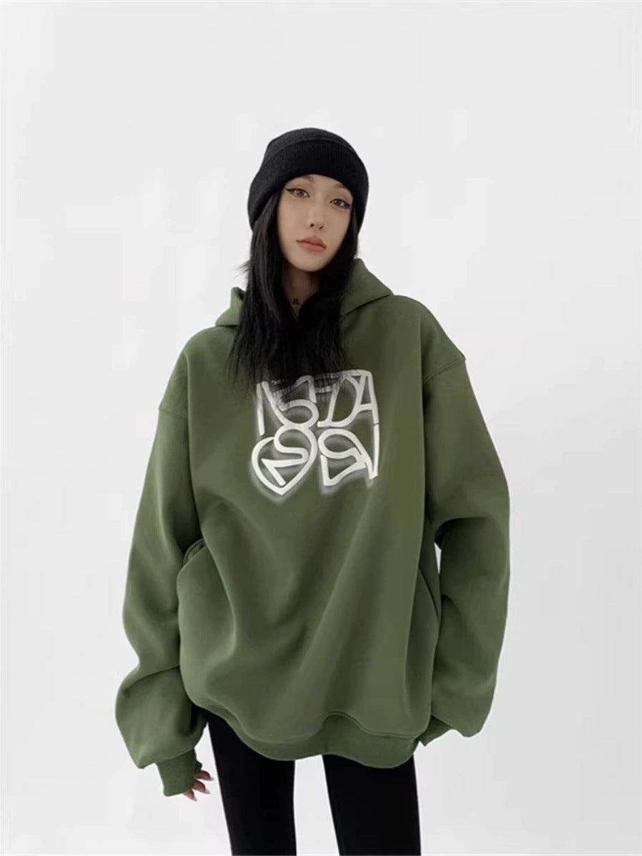 Amerikaanse Stijl Trendy Hoodie Regular/ Fluweel met Print voor Dames/ Plus-size & Meiden