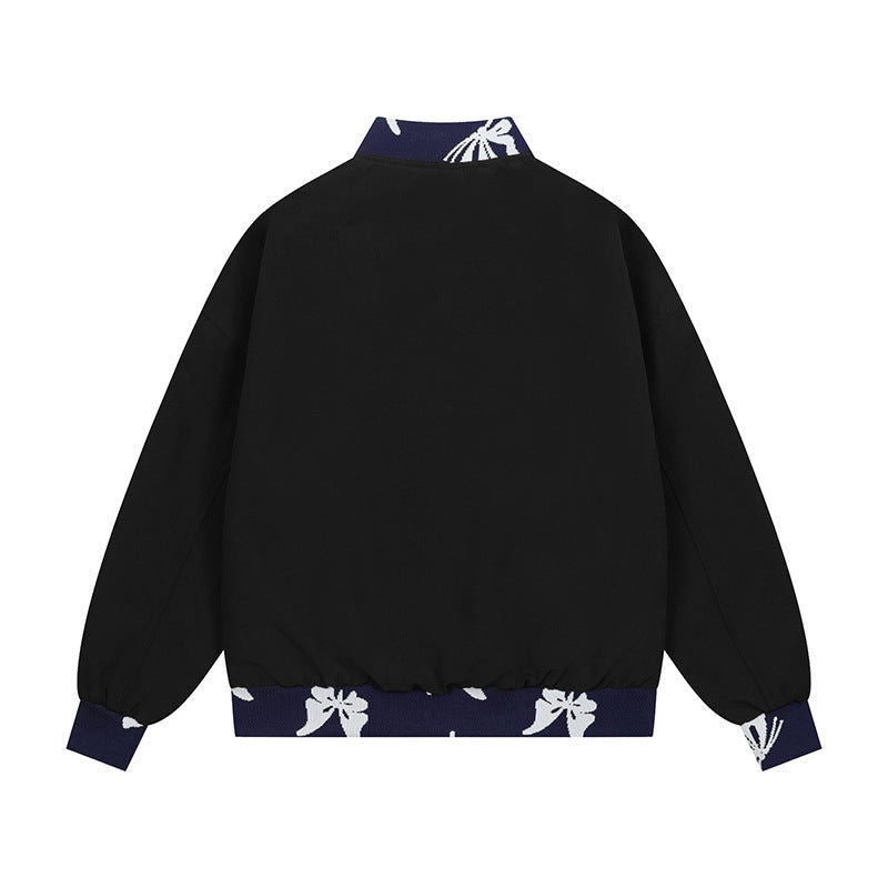 Amerikaanse Retro High Street Jacquard Weave Zip Jacket voor Dames & Plus-Size