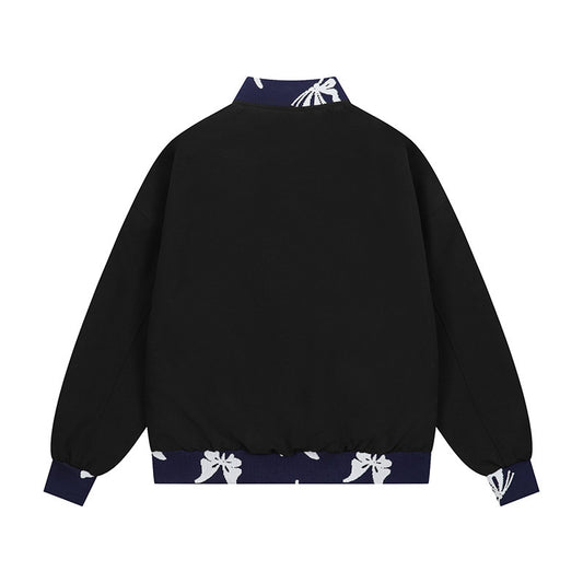 Amerikaanse Retro High Street Jacquard Weave Zip Jacket voor Dames & Plus-Size